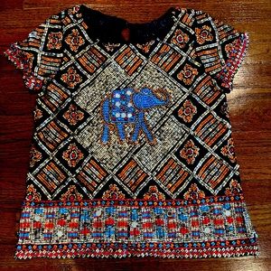 Calypso St. Barth fully beaded embellished top with elephant size Small
